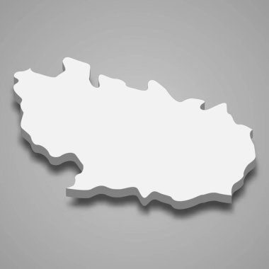 Vietnam 'ın Bac Ninh eyaletinin 3d izometrik haritası, vektör illüstrasyonu