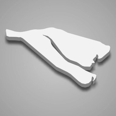 Vietnam 'ın Ben Tre eyaletinin 3d izometrik haritası, vektör illüstrasyonu