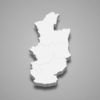 Sri Lanka 'nın merkez bölgesinin 3d izometrik haritası, vektör illüstrasyonu