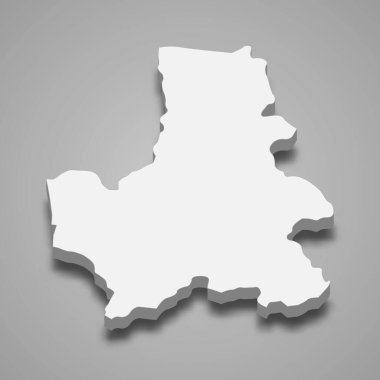 Vietnam 'ın Dak Nong eyaletinin 3d izometrik haritası, vektör illüstrasyonu