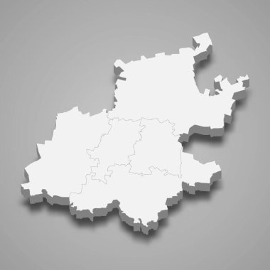 Gauteng 3d izometrik haritası, Güney Afrika 'da bir ilçe.