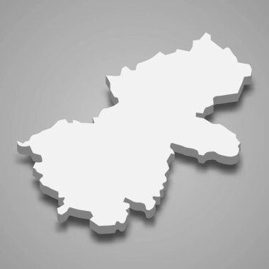 Vietnam 'ın Ha Giang eyaletinin 3 boyutlu izometrik haritası, vektör illüstrasyonu