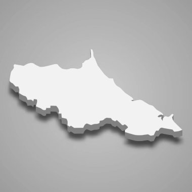 Vietnam 'ın Ha Tinh eyaletinin 3 boyutlu izometrik haritası, vektör illüstrasyonu