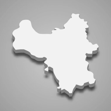 Vietnam 'ın Hanoi eyaletinin 3d izometrik haritası, vektör illüstrasyonu