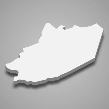 Vietnam 'ın Hau Giang eyaletinin 3d izometrik haritası, vektör illüstrasyonu