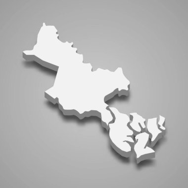 Vietnam 'ın Ho Chi Minh eyaletinin 3d izometrik haritası, vektör illüstrasyonu