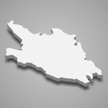 Vietnam 'ın Hoa Binh eyaletinin 3d izometrik haritası, vektör illüstrasyonu