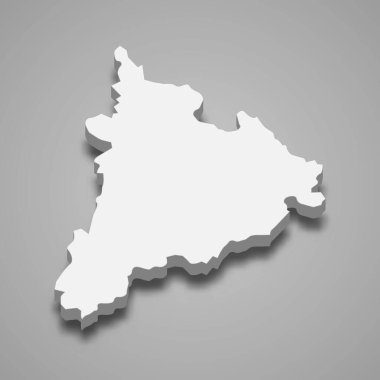 Vietnam 'ın Kon Tum eyaletinin 3d izometrik haritası, vektör illüstrasyonu