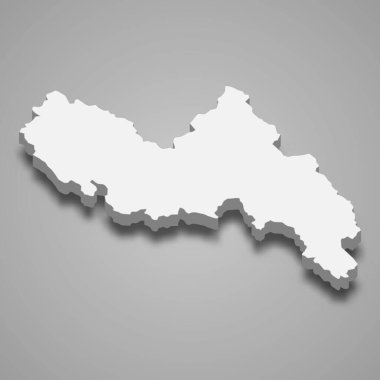 Vietnam 'ın Lai Chau eyaletinin 3d izometrik haritası, vektör illüstrasyonu