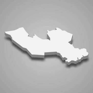 Long An eyaletinin 3d izometrik haritası, vektör illüstrasyonu