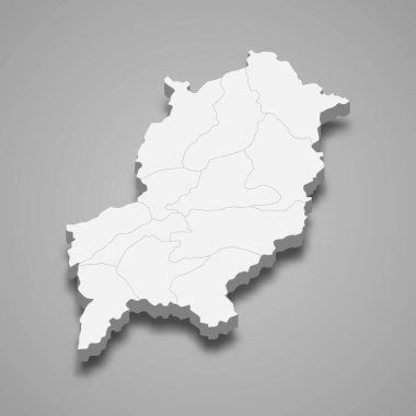 Luang Prabang 'ın 3d izometrik haritası Laos ili, vektör illüstrasyonudur.