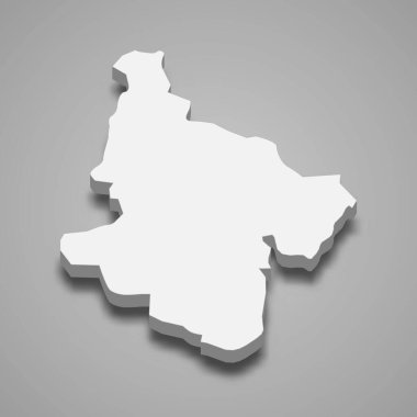 Vietnam 'ın Ninh Thuan eyaletinin 3d izometrik haritası, vektör illüstrasyonu