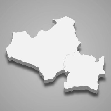 Sri Lanka 'nın Kuzey Merkez Bölgesi' nin 3d izometrik haritası, vektör illüstrasyonu