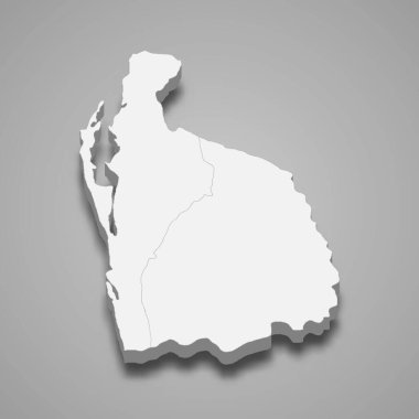 Sri Lanka 'nın 3d izometrik haritası, vektör illüstrasyonu