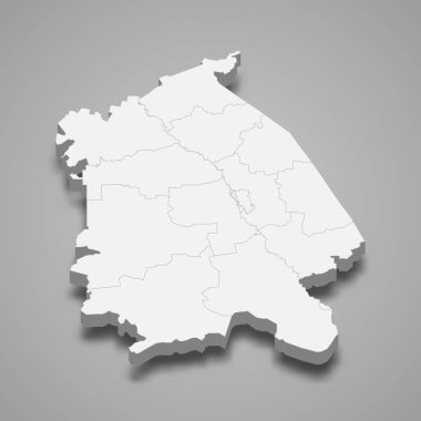 Pavlodar Oblastının 3d izometrik haritası, Kazakistan 'da bir bölgedir.