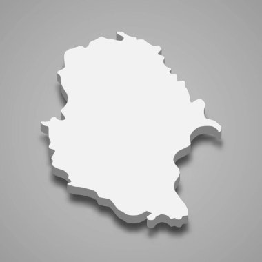 Vietnam 'ın Phu Tho eyaletinin 3d izometrik haritası, vektör illüstrasyonu