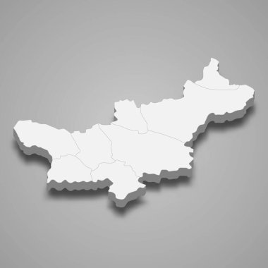 Salavan 3d izometrik haritası, Laos ili, vektör illüstrasyonudur.