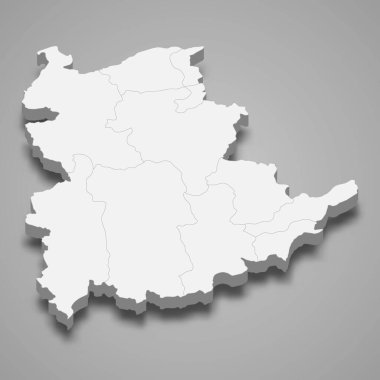 Shan 'ın 3d izometrik haritası Myanmar' ın bir bölgesidir.