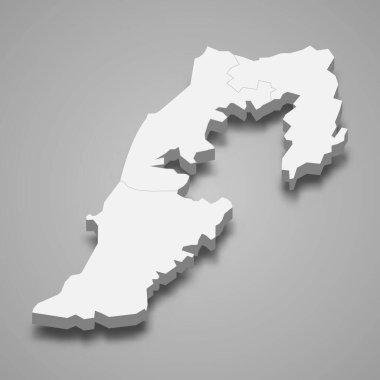 Lübnan Güney Valiliği 'nin 3d izometrik haritası, vektör illüstrasyon