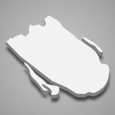 Vietnam 'ın Tra Vinh eyaletinin 3d izometrik haritası, vektör illüstrasyonu