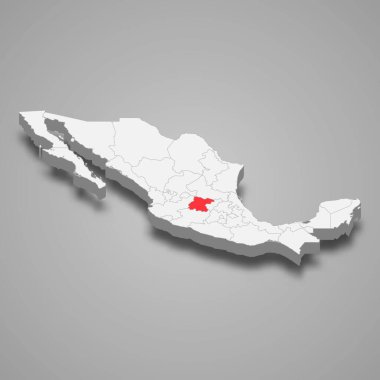 Guanajuato region location within Mexico 3d isometric map clipart