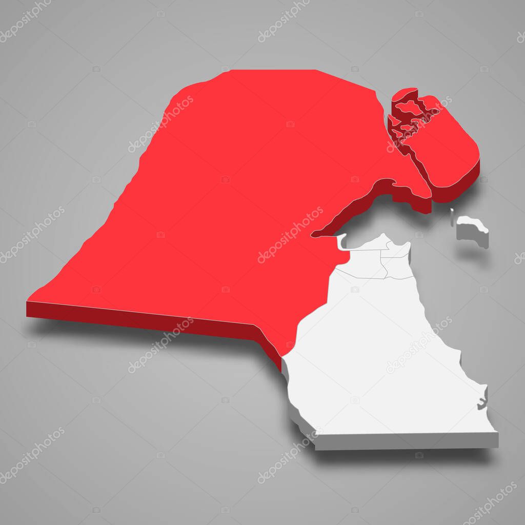 Ubicación de la región de Jahra dentro de Kuwait mapa isométrico 3d 2022