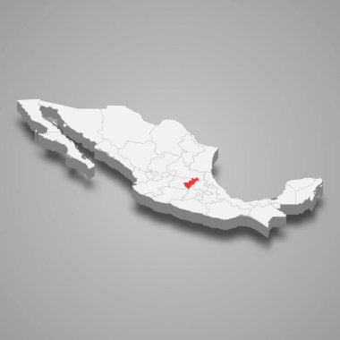 Queretaro region location within Mexico 3d isometric map clipart