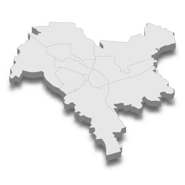Kyiv şehrinin 3d izometrik haritası Ukrayna 'nın başkentidir.
