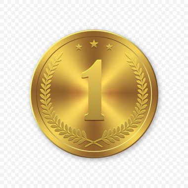 Vektör 3d Gerçekçi Altın Madalya, Birincilik Ödülü