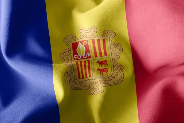 Bandera Ilustración Andorra Ondeando Sobre Fondo Textil Bandera Del Viento — Foto de Stock