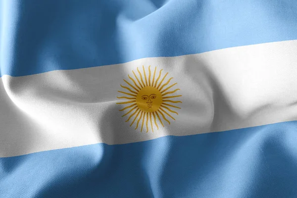 Illustratie Vlag Van Argentinië Wuiven Wind Vlag Textiel Achtergrond — Stockfoto