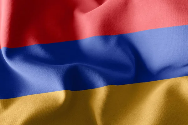 3D亚美尼亚国旗图解 飘扬在风旗纺织品的背景上 — 图库照片