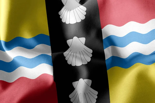 Illustration Flag Bedfordshire County England Waving Wind Flag Textile Background — Stock Photo, Image