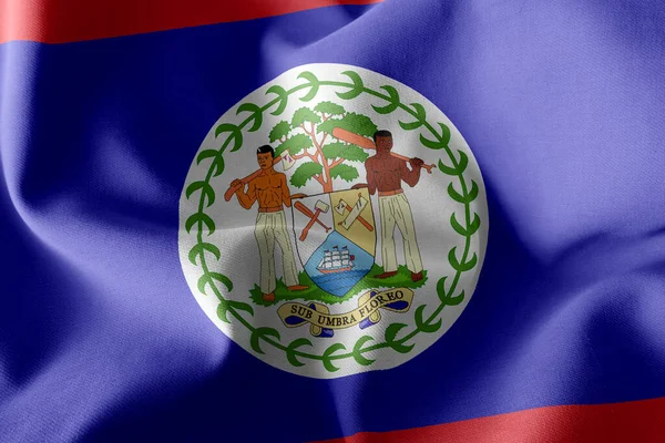 Illustration Gros Plan Drapeau Belize Agitant Sur Fond Textile Drapeau — Photo