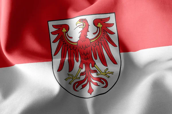 Ілюстраційний Прапор Бранденбургу Регіон Німеччини Фоні Вітру Махає Тканиною — стокове фото