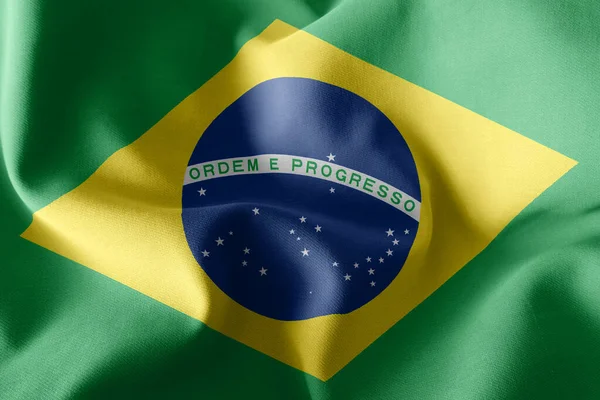 Ilustração Closeup Bandeira Brasil Acenando Sobre Bandeira Vento Fundo Têxtil — Fotografia de Stock