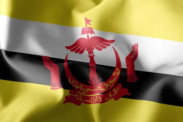 Ilustrace Detailní Záběr Vlajky Brunej Waving Wind Flag Textile Background — Stock fotografie