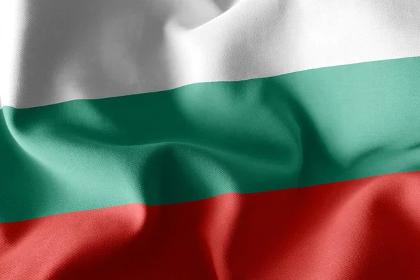 Bulgaristan Illüstrasyon Kapanış Bayrağı Rüzgâr Bayraklarında Sallanan Tekstil Arka Planı — Stok fotoğraf