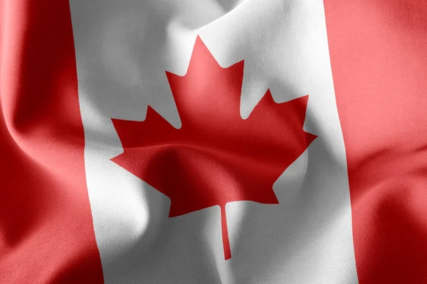 Illustration Närbild Flagga Kanada Vinka Vind Flagga Textil Bakgrund — Stockfoto