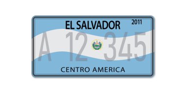 Arabanın plakası. El Salvador 'un araç ruhsatı. Amerikan Standart Boyutları