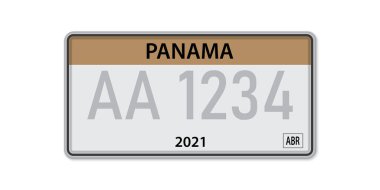 Arabanın plakası. Panama 'nın araç ruhsatı. Amerikan Standart Boyutları