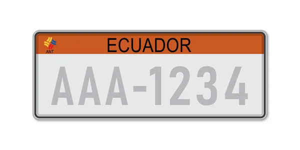 Placa Matrícula Licencia Registro Vehículos Ecuador Tamaños Estándar Americanos — Vector de stock