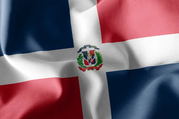 Ілюстрація Прапора Домініканської Республіки Фоні Вітру Махає Тканиною — стокове фото