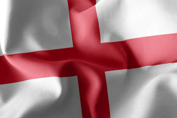 イギリスの3Dイラストの旗はイギリスの地域です 風旗の織物の背景に手を振る — ストック写真