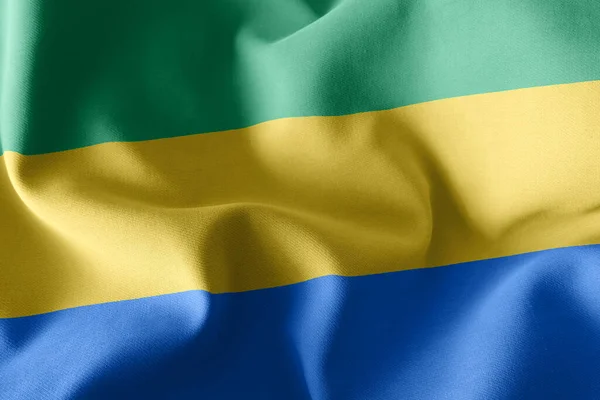Illustrazione Primo Piano Bandiera Del Gabon Sventolando Sullo Sfondo Tessile — Foto Stock