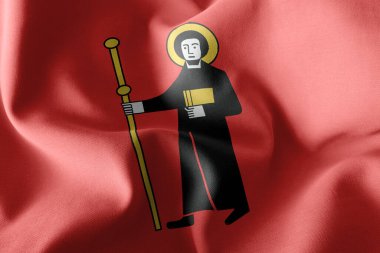 Glarus, İsviçre 'de yer alan bir bayrak. Rüzgâr bayraklarında sallanan tekstil arka planı