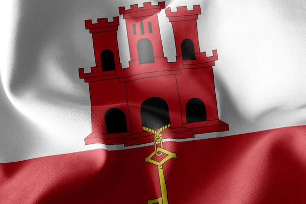 Drapeau Illustration Gibraltar Est Une Région Royaume Uni Agitant Sur — Photo