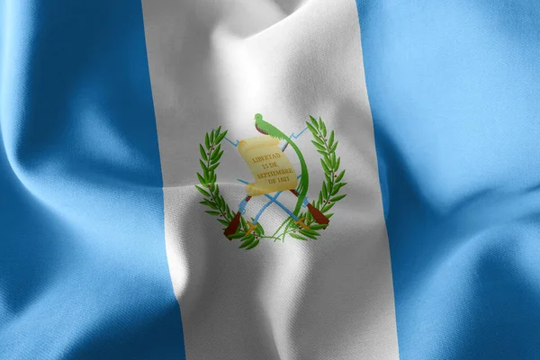 Illusztráció Közelkép Zászló Guatemala Integetett Szél Zászló Textil Háttér — Stock Fotó
