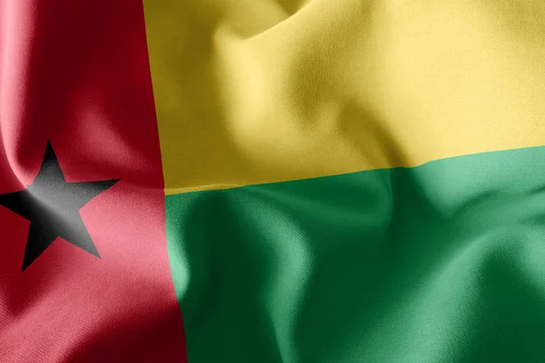 Флаг Гвинеи Бисау Размахивание Текстильном Фоне Флага Ветра — стоковое фото