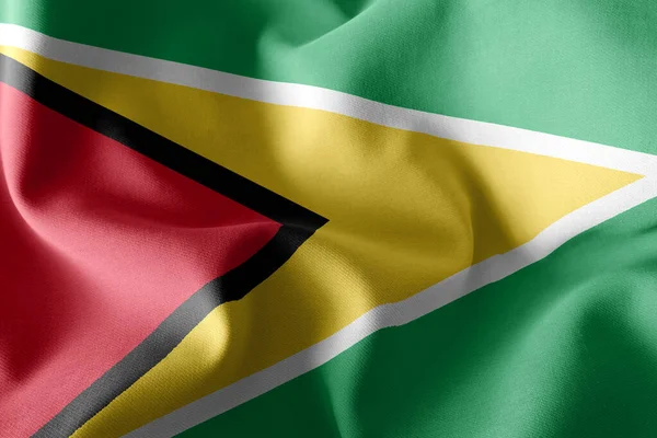 Illustration Närbild Flagga Guyana Vinka Vind Flagga Textil Bakgrund — Stockfoto